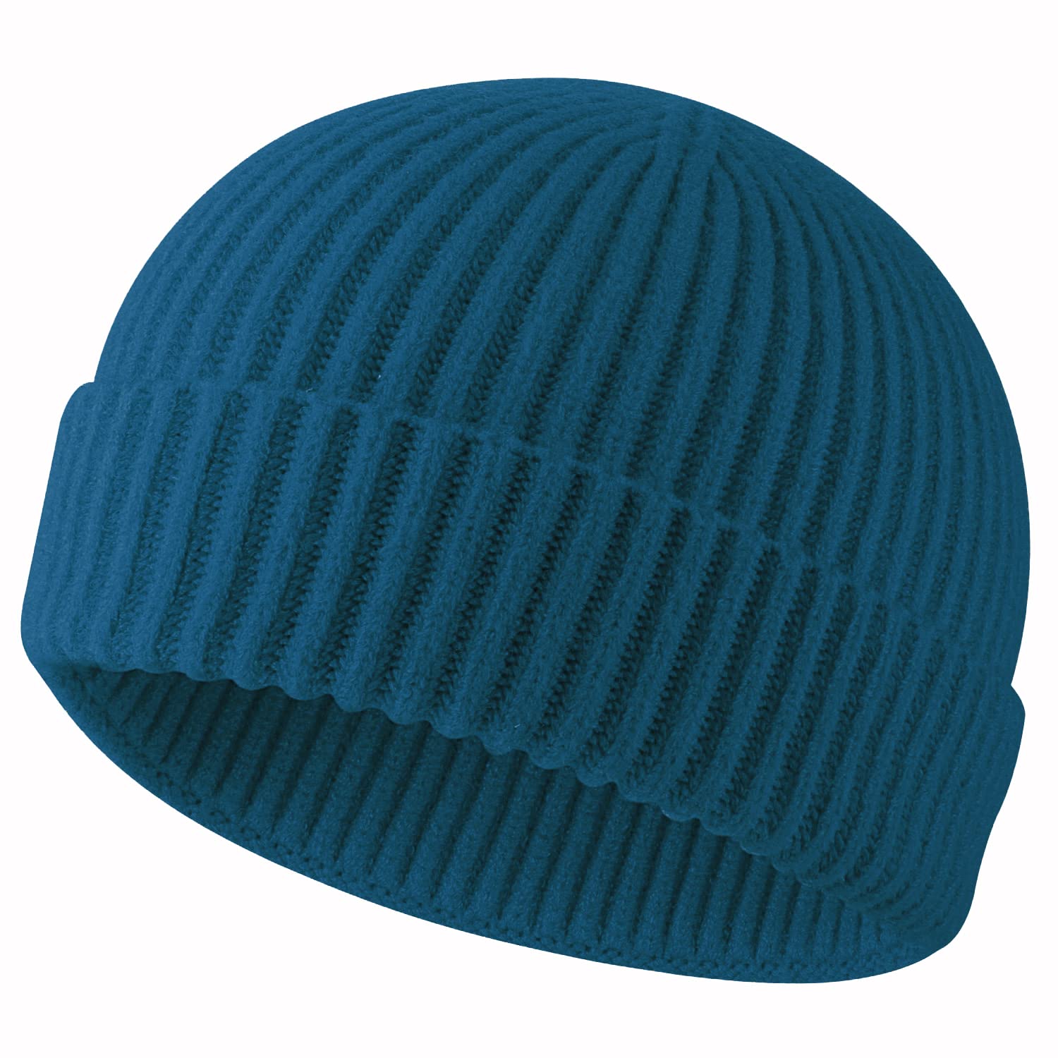 ROYBENS Swag Wool Knit Cuff Short Fisherman Beanie for Men Women, Winter Warm Hats